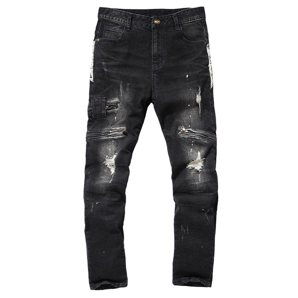 Man Hot Sale Fashion Extensible Skinny Vintage Ripped Jeans