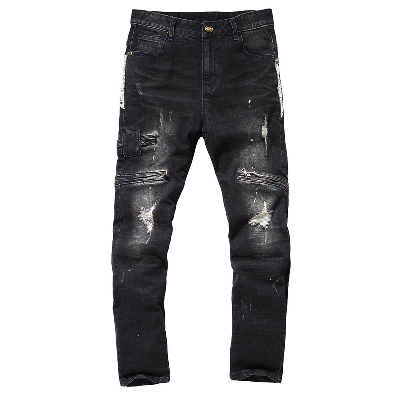 Man Hot Sale Fashion Extensible Skinny Vintage Ripped Jeans