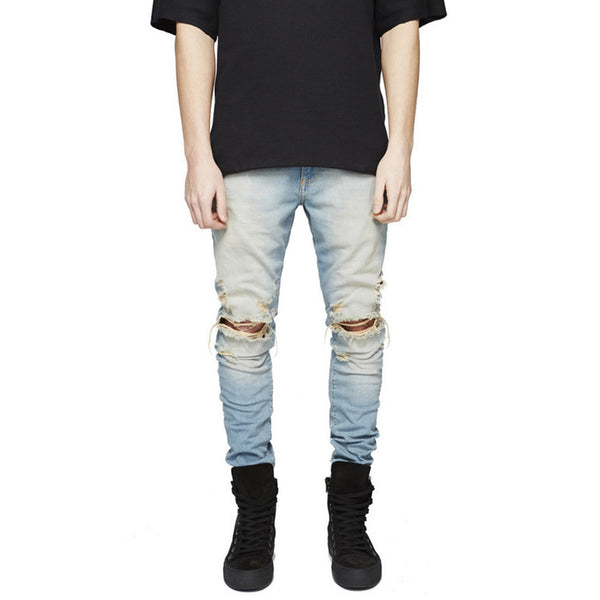 New Arrival Male Fashion Personality Design Ripped Jeans