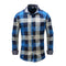 Man Turn-down Collar Long Sleeves Plaid Pattern Cotton Shirt