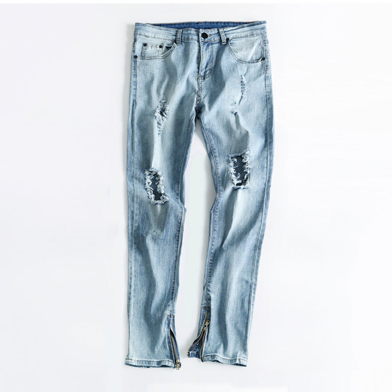 Fashion Style Washed Baggy Ripped Jeans With Holes