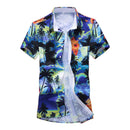 Men Beach Casual Style Tree Pattern Lapel Short Sleeve Polyester Shirt