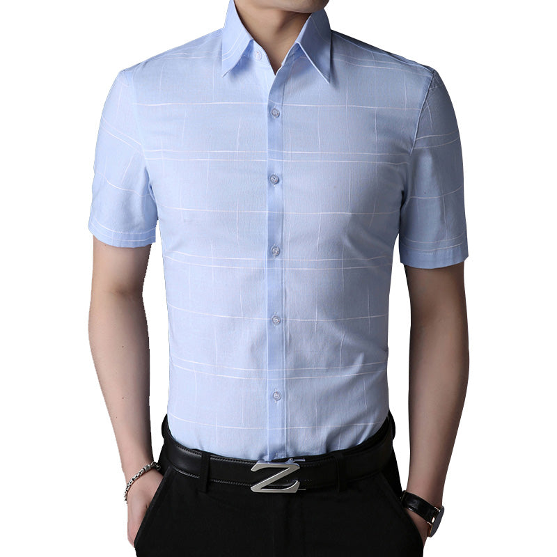 Business Man Stylish Simple Design Non-Iron Soft Short Sleeve Cotton Shirt