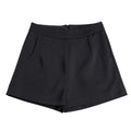 High Waisted Loose Latested a Design Black Chiffon Broad Leg Suit Shorts