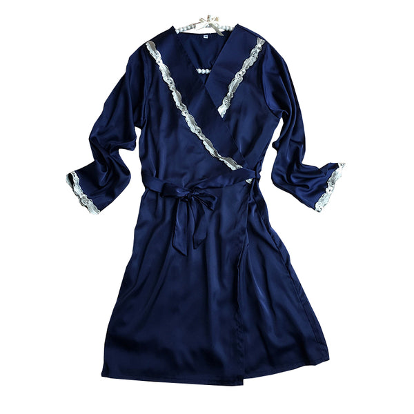 Big Brand Design Half Sleeves Sexy Smooth Bathrobe