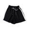 Casual Loose Black Stripe Thin Broad Leg Bandage Sports Shorts