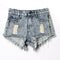 Hot Sale Loose Tassel Rivet Ripped Middle Waisted Jean Shorts