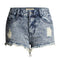 New Fashion  Irregular Tassel Ripped Middle Waisted Jean Shorts