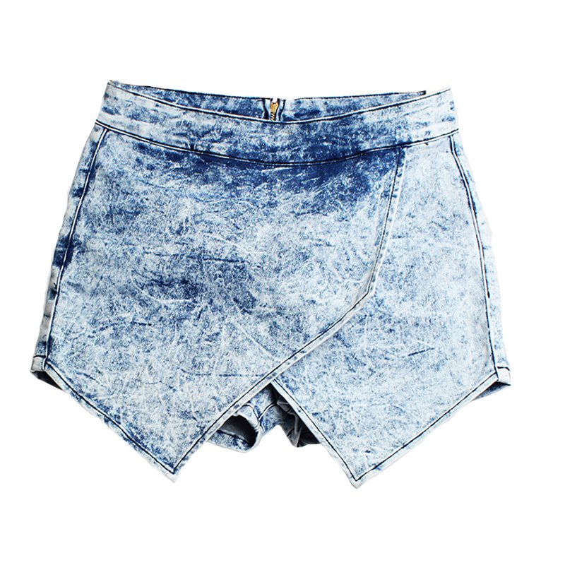 Double Layer Irregular Gradient Color Broad Leg Jean Shorts