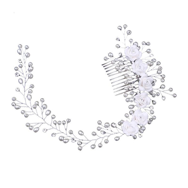 Adjustable Handmade Acrylic Crystal Imitation Pearls Hair Jewelry With Comb
