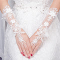 Fingerless Solid Flowers Ribbon Hollowed Tulle Sequins Ladies Wedding Gloves