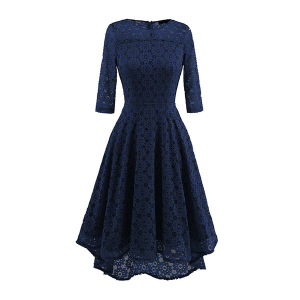 Fashion High Quality Hot Sale Irregular Hollow Lace Long One Piece Latest Net Dress Designs