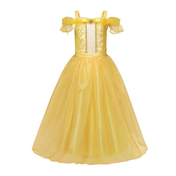 New Arrived Off Shoulder Popular Long Pretty Frozen Elsa Children Party Gauze Princess Dress