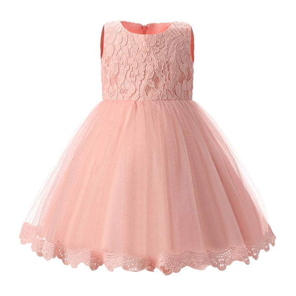 New Arrived Cute Sleeveless Tutu Lace Flower Girls Pretty Embroidered Formal Latest Children Dress Of Designs