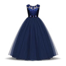 Elegant Sleeveless Lace Fabric Wedding Princess Long Dress Chiffon New Style Smocked Formal Dress