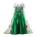 Green Color Short Sleeve Floor Length Cosplay Lovely Baby Girl Fairy Frozen Tulle Princess Dress