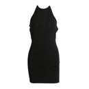 Black White Color Elegant Style Backless Metal Chains Wrap Strap Sexy Mature Women Club Dress