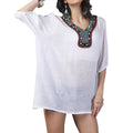 Ethnic Style Half Sleeves Bohemian Style Beaded Large Size Loose Fashion Casual Ladies Blouse