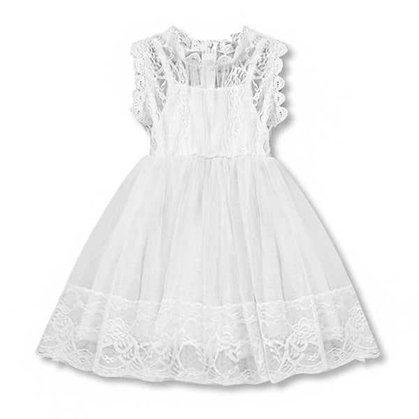 New Arrived Cute Lace Sleeveless Chiffon Sundress Printed Formal Princess Latest Children Dress Of Designs