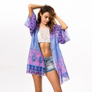 Ethnic Style Sun Protective Half Sleeves Loose Cool Bikini Long Chiffon Beach Cover Ups