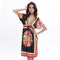 New Arrival Beach Lace Up Deep V-Neck Women Short Sleeve Boho Viscose Embellished Dress