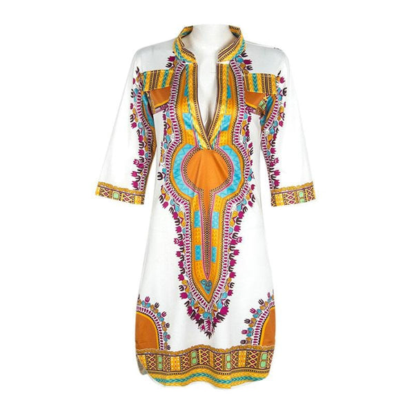 White Bottom Women Deep V-Neck Irregular Printing Half Sleeve Beauties Long Evening Unicorn Dress