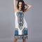 New Elegant White Bottom Lake Blue Floral Printed Elastic Girls Fancy Bandage Bodycon Long Wrap Dress