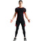 3Pcs Set Men Black Color Short Sleeve Quick-Drying  Top And Shorts And Pants Elastic Tight Fitness Running Training Sportswears