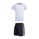 2Pcs Men White Green Color Available Short Sleeve Top And Shorts Bodybuilding Quick-Drying Running Training Sportswears Set