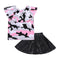 2pcs Set Unique Clothing Set Black Children'S Skirt And Girls Shirts Design Pink Camouflage Pattern Round Neck Cotton T-Shirts