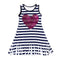 Children Girls Casual Style Sequin Love Heart Pattern Tassel Sleeveless Soft Long Cotton Stripe Dress