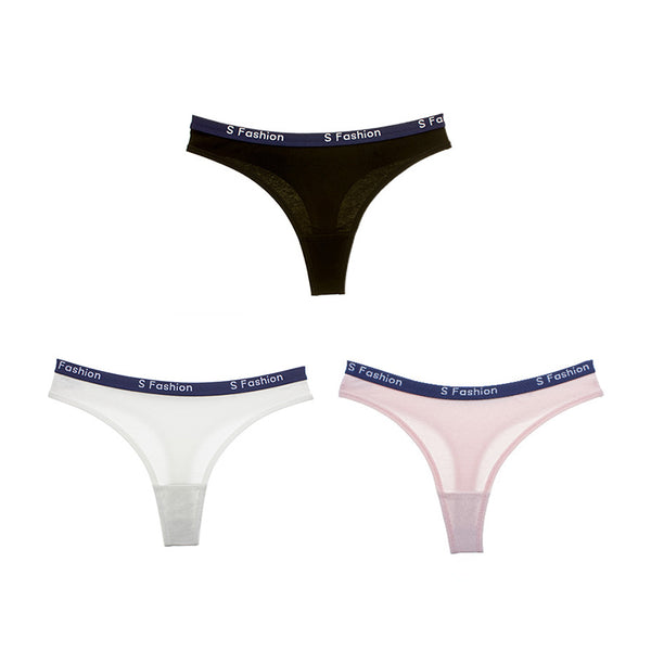 3pcs Sexy Lady Sports Style Letter  Seamless Wide Waist Thong
