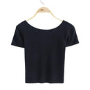 New Fashion Deep "V"Short Sleeve Pure Color Party Girl Design Backless Sex Dress Latest Jeans Tops Girls