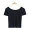 New Fashion Deep "V"Short Sleeve Pure Color Party Girl Design Backless Sex Dress Latest Jeans Tops Girls