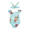2pcs New Cute 1-3 Years Old Blue Baby Romper Floral Cotton Little Girls Romper With Hair Band