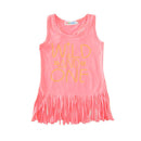 Girl New Unique Big Letters Wild And One Print Soft Cotton Tassel Sleeveless Dress