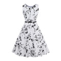 Fashion Hot Beautiful Sleeveless Belt High Waist Flower Dress Woman Design Floral Vintage Dress