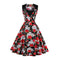 Hot Sale Trendy Deep V-Neck Sleeveless Slim Rose Skull Pattern Printed Tutu Floral Plus Size Dress