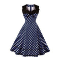 Hot Sale Vintage Fashion Polka Dots Ribbon Bowknot Big Hem Pleated Princess Design Boho Club Dress