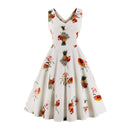 Fashion Trendy Cool V-Neck Fruit Printed Tutu Long Maxi Dress Women Casual Design Night Dress For Honeymoon