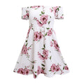 Fashion Sweety Short Sleeve Sexy Free Prom Dress Design Floral Print Off Shoulder Dress