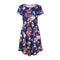 Round Neck Short Sleeve Elastic Waist Ladies Simple Fashion Dress Design  Floral Print Vintage Dress