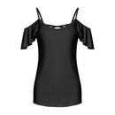 Hot Sale Sexy Fashion Sling Falbala Sleeves Cross Backless Women Off Shoulder Latest Tops Designs For Girls