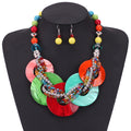 Hot Sales New Fashion Design Multicolor Pendant Shell Beads Jewelry Sets For Women Earrings Necklace