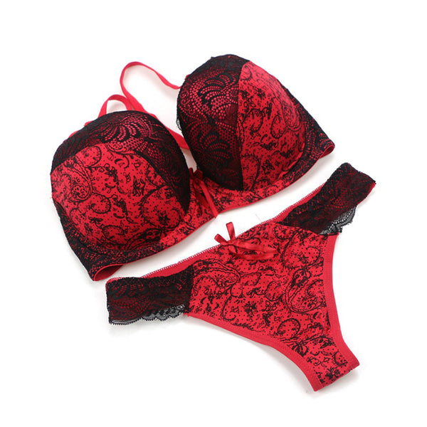 High Quality Women Lace Floral Printed Plus Size Sexy Bridal Bra And Panty Set