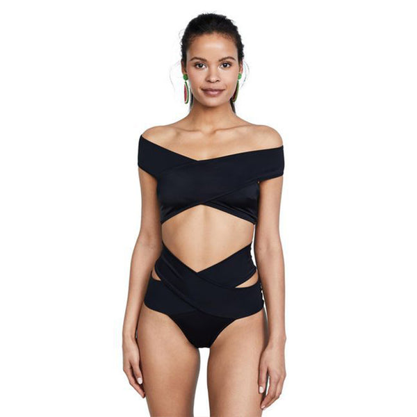 Latest Hot Sexy Cross High Waist Solid Color Women's Bikini Tankini Swimsuits Design Woman Swimwear