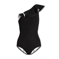 Hot Sale Fashion One-shoulder Bevelled Falbala Black Briefs Style Tight One Piece Swimwear Tankini Swimsuit