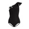 Hot Sale Fashion One-shoulder Bevelled Falbala Black Briefs Style Tight One Piece Swimwear Tankini Swimsuit