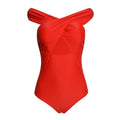 New Fashion Sexy Solid Color Cross Off Shoulder Lady One Piece Swimwear Design Woman Swimwear