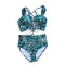 Fashion Sexy Adjustable Lace-up Green Bamboo Leaf Print Women Sexy  Custom Printing Swimwear Design Tankini Swimsuits